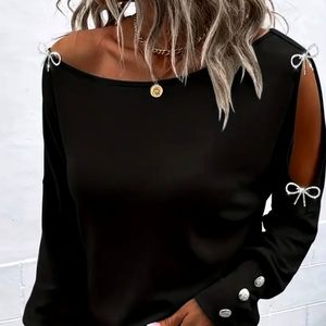 Ladies Black long sleeve top